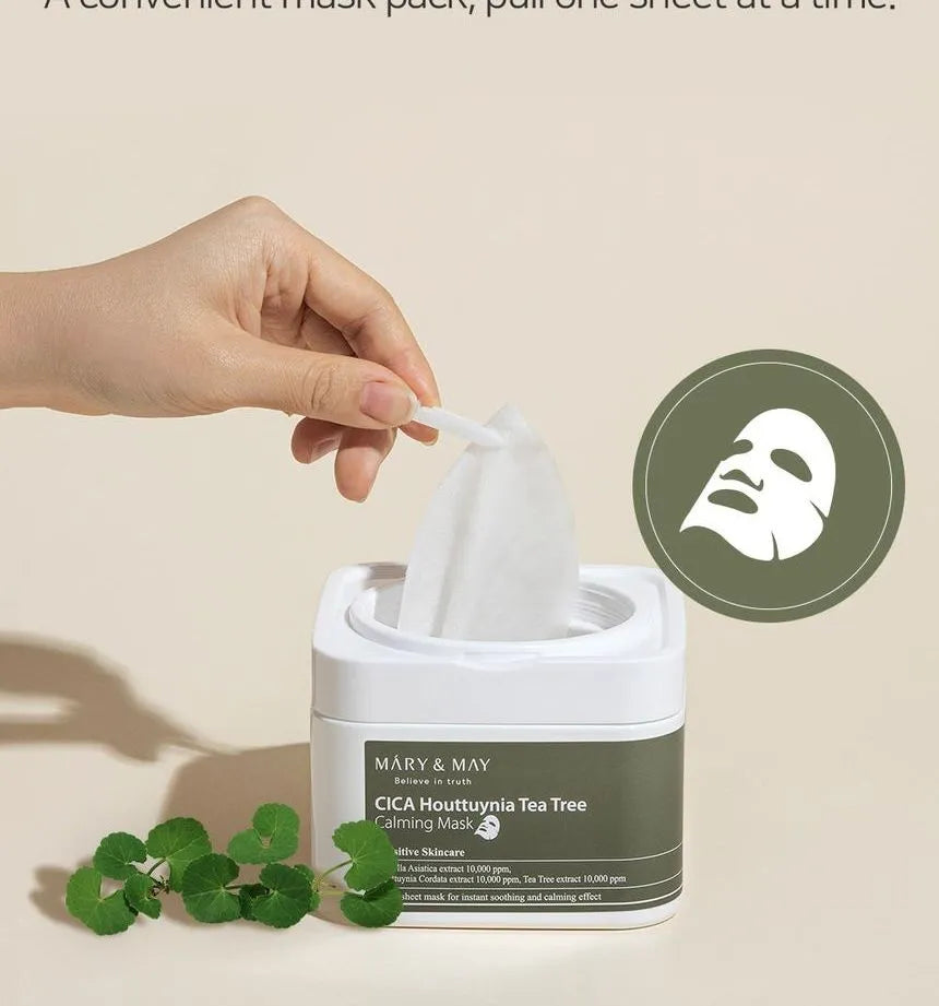 Mary&May - (Mascarillas Faciales) Cica Houttuynia Tea Tree Calming Mask