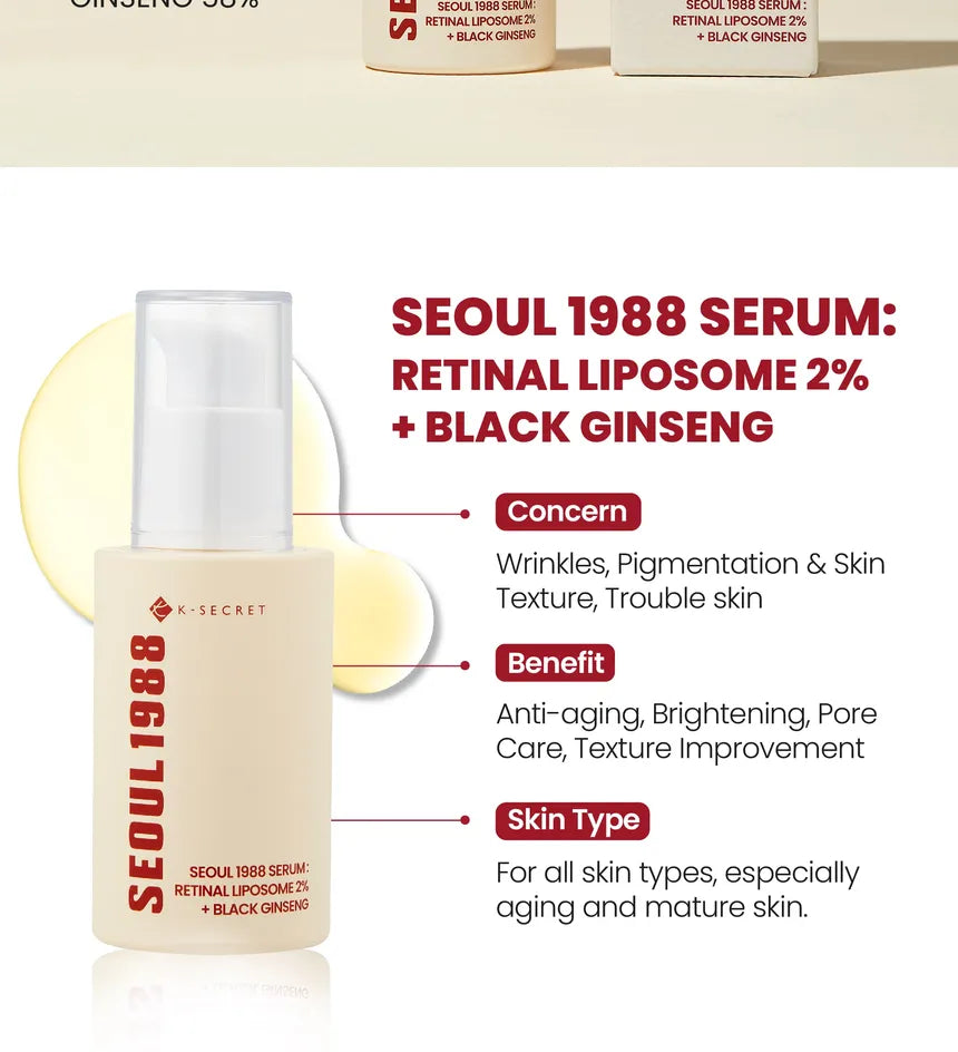 KSECRET - SEOUL 1988 Serum: Retinal Liposome 2% + Black Ginseng